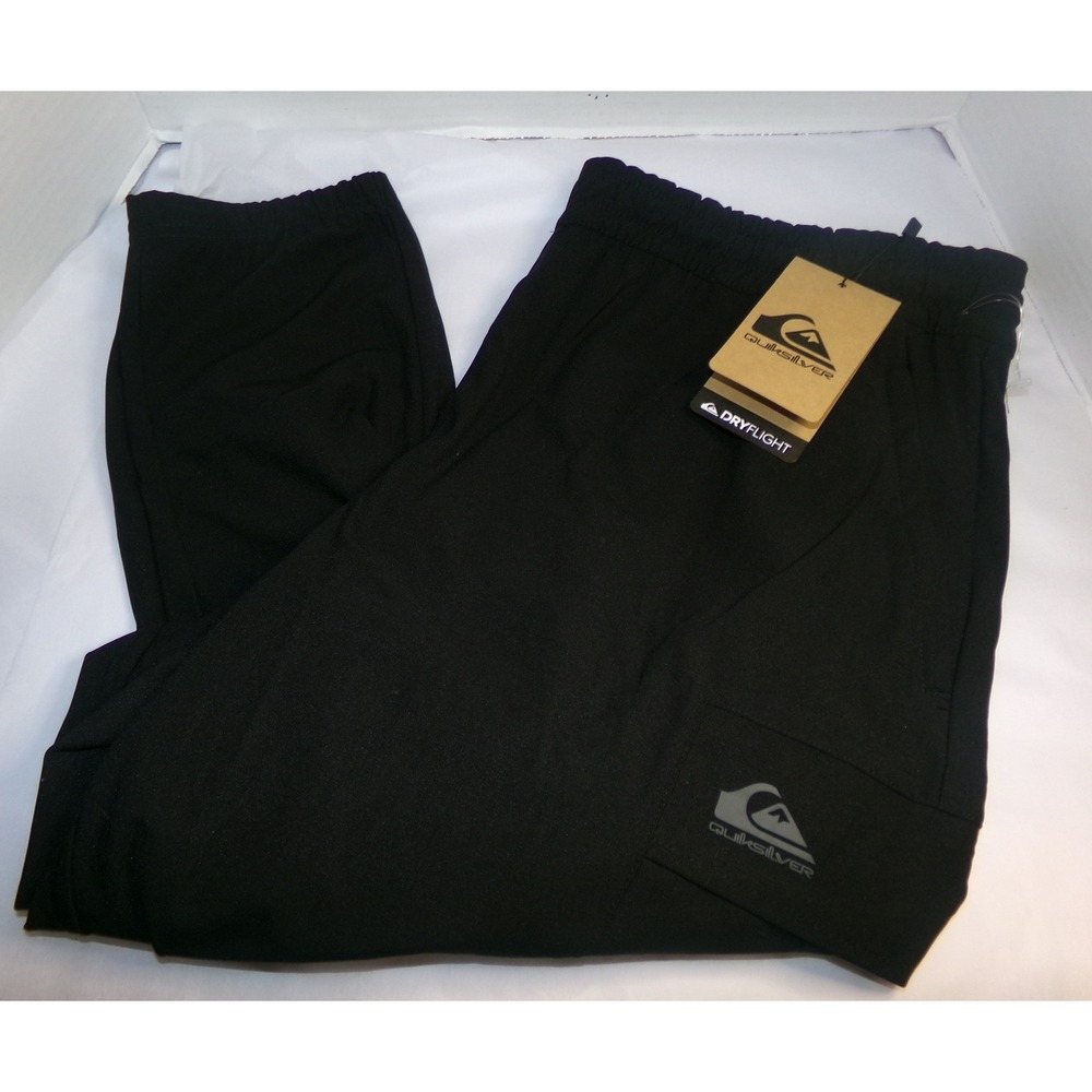 Quiksilver DryFlight Mens SZ LRG Black Cargo Jogger Pants New with Tags